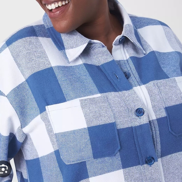 Lane Bryant Preppy button front long sleeve shacket duster 14/16 oversized - Picture 9 of 10